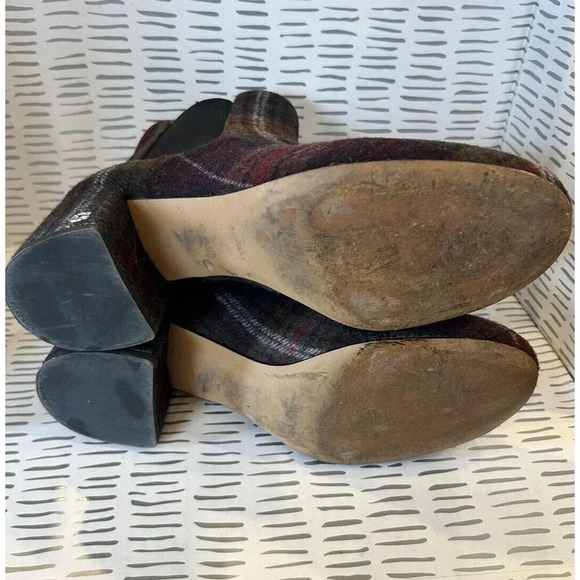 Coach  Tia Wool Plaid Print Green Bootie Pull On Ankle Boots Womens Size‎ 7 - Picture 7 of 9